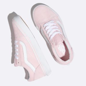 Vans Kiz Çocuk Spor Ayakkabı Suede Canvas Old Skool Pembe/Beyaz | 32980-548